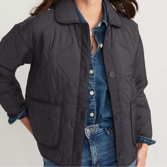 Old Navy Jackets & Blazers - SOLD - Like New Old Navy Women's Charcoal Oversized Quilted Jacket Size S